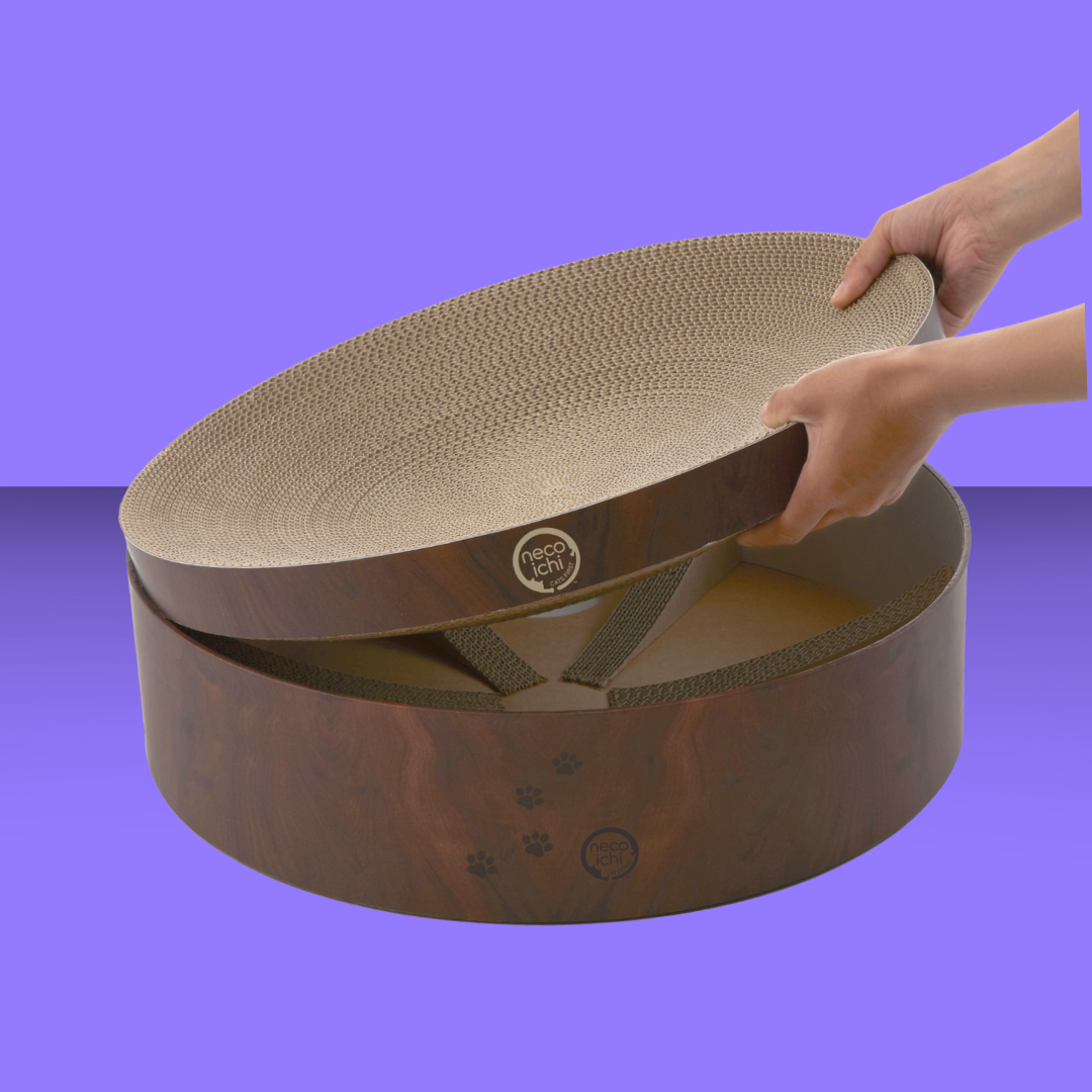 Necoichi Cozy Cat Scratcher Bowl Dark Cherry